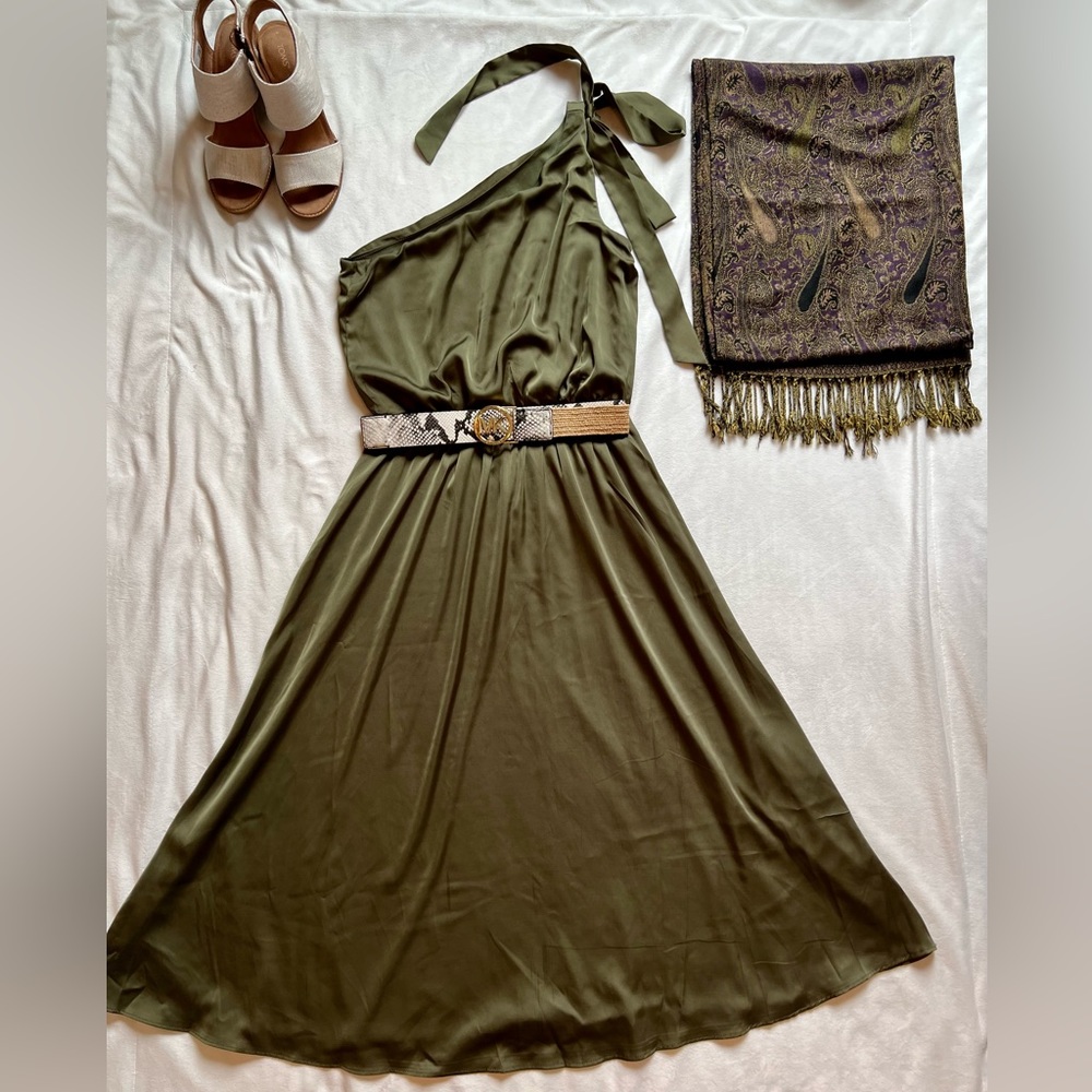Nicole Miller one shoulder satin dress